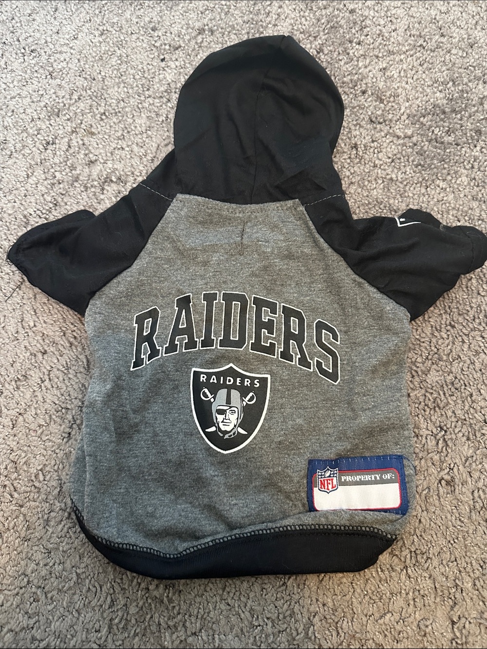 NFL Las Vegas Raiders Gray & Black Hoodie Pet Jacket Small